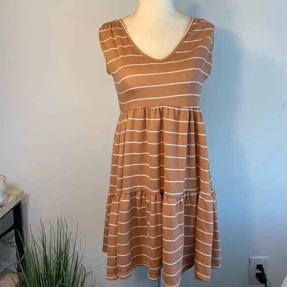 see you monday brown dress Dark Brown Striped Ruffle Tiered Maxi Dress - FINAL SALE Small | Women's Online Boutique | Boho Chic Style